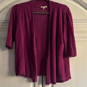 Eileen Fisher 100 linen Magenta Open Cardigan or shrug